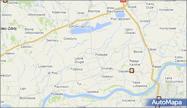 mapa Podwale gmina Pacanów, Podwale gmina Pacanów na mapie Targeo
