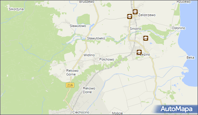 mapa Połchowo gmina Puck, Połchowo gmina Puck na mapie Targeo