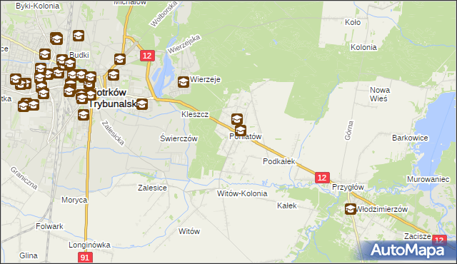 mapa Poniatów gmina Sulejów, Poniatów gmina Sulejów na mapie Targeo