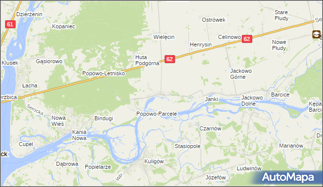 mapa Popowo Kościelne gmina Somianka, Popowo Kościelne gmina Somianka na mapie Targeo