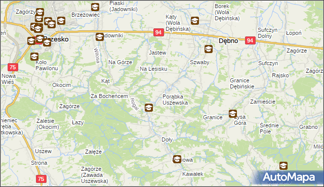 mapa Porąbka Uszewska, Porąbka Uszewska na mapie Targeo