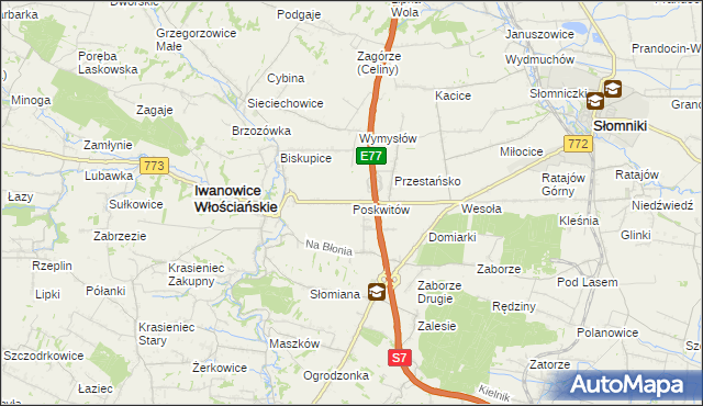 mapa Poskwitów, Poskwitów na mapie Targeo