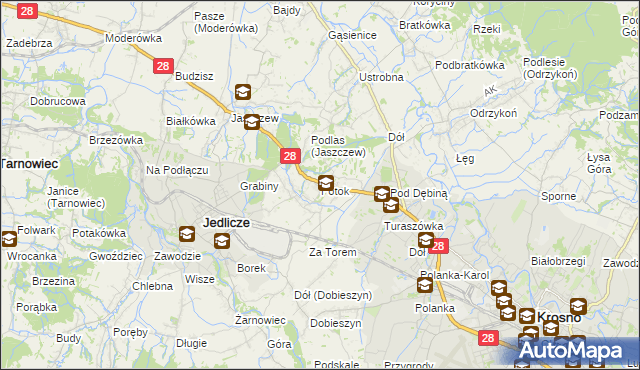 mapa Potok gmina Jedlicze, Potok gmina Jedlicze na mapie Targeo