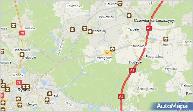 mapa Przegędza, Przegędza na mapie Targeo