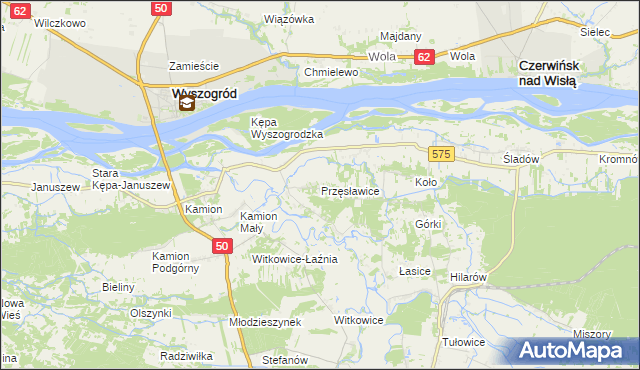 mapa Przęsławice gmina Brochów, Przęsławice gmina Brochów na mapie Targeo