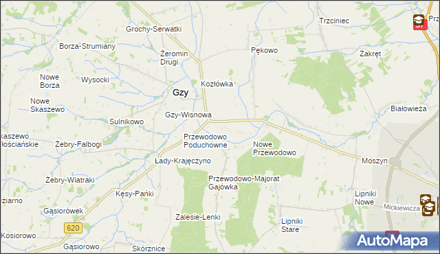 mapa Przewodowo-Parcele, Przewodowo-Parcele na mapie Targeo