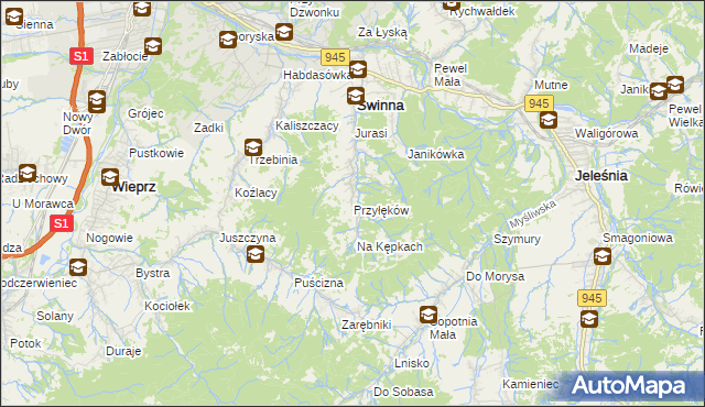 mapa Przyłęków, Przyłęków na mapie Targeo