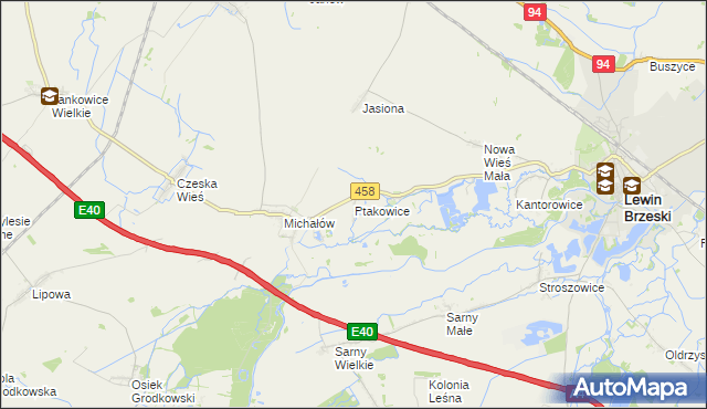 mapa Ptakowice gmina Lewin Brzeski, Ptakowice gmina Lewin Brzeski na mapie Targeo