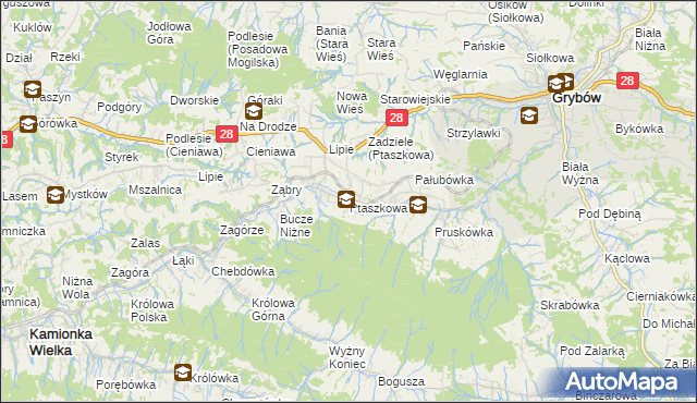 mapa Ptaszkowa, Ptaszkowa na mapie Targeo