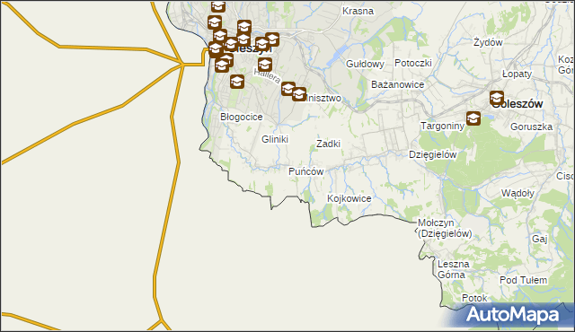 mapa Puńców, Puńców na mapie Targeo