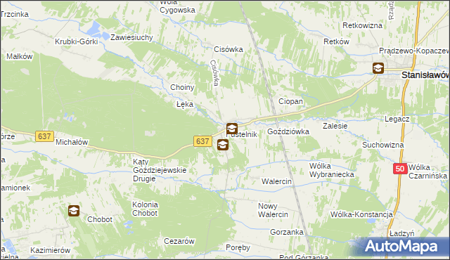 mapa Pustelnik gmina Stanisławów, Pustelnik gmina Stanisławów na mapie Targeo