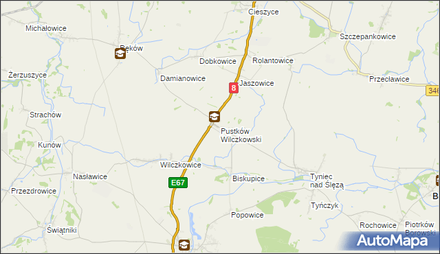 mapa Pustków Wilczkowski, Pustków Wilczkowski na mapie Targeo