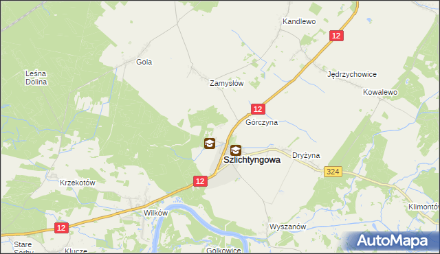 mapa Puszcza gmina Szlichtyngowa, Puszcza gmina Szlichtyngowa na mapie Targeo