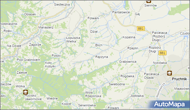 mapa Rączyna, Rączyna na mapie Targeo