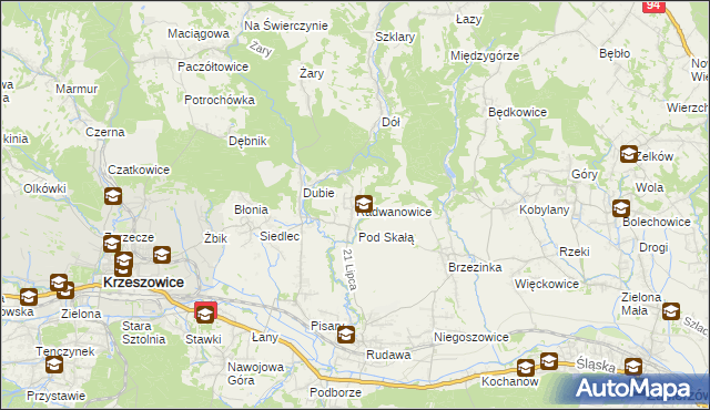 mapa Radwanowice, Radwanowice na mapie Targeo