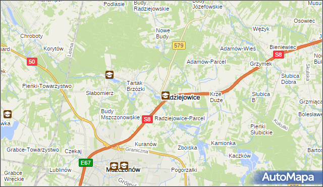 mapa Radziejowice, Radziejowice na mapie Targeo