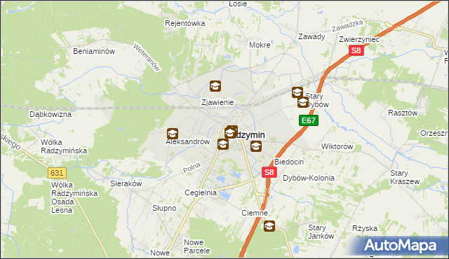 mapa Radzymin powiat wołomiński, Radzymin powiat wołomiński na mapie Targeo