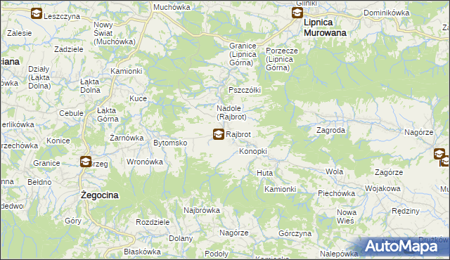 mapa Rajbrot, Rajbrot na mapie Targeo