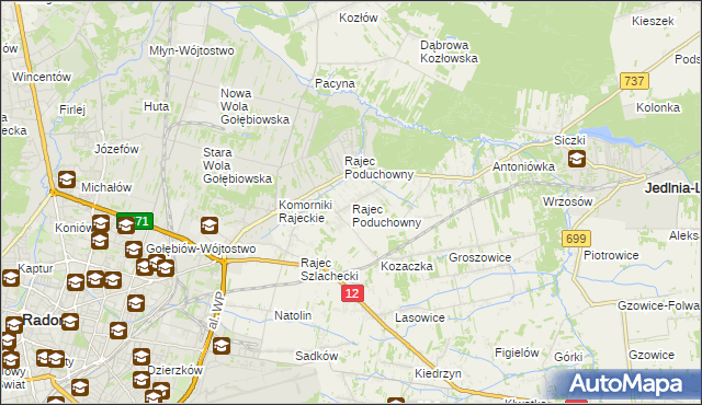 mapa Rajec Poduchowny, Rajec Poduchowny na mapie Targeo