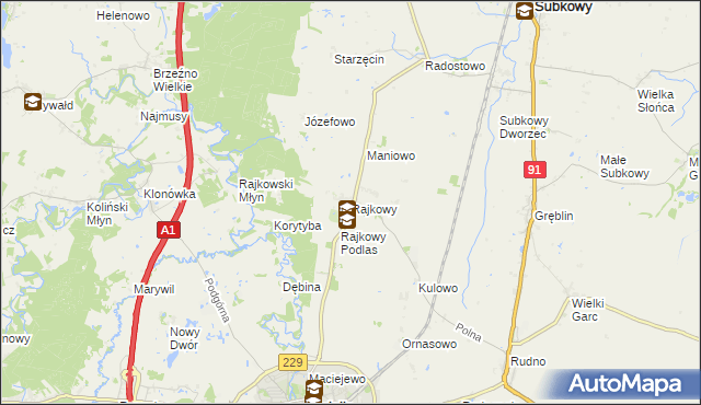 mapa Rajkowy, Rajkowy na mapie Targeo