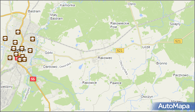 mapa Rakowiec gmina Kwidzyn, Rakowiec gmina Kwidzyn na mapie Targeo