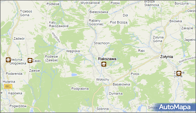 mapa Rakszawa powiat łańcucki, Rakszawa powiat łańcucki na mapie Targeo