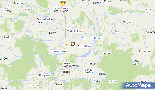 mapa Rdzuchów, Rdzuchów na mapie Targeo