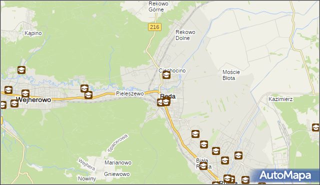 mapa Reda, Reda na mapie Targeo