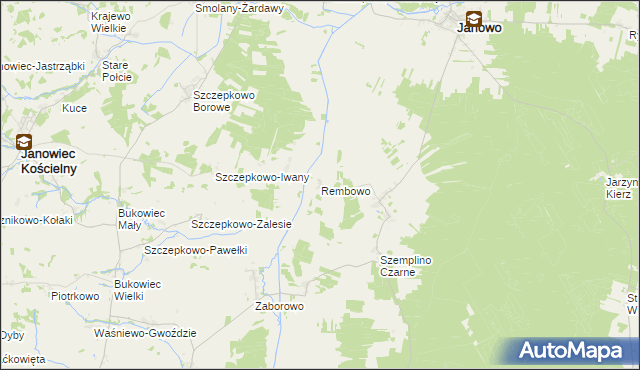 mapa Rembowo gmina Janowo, Rembowo gmina Janowo na mapie Targeo