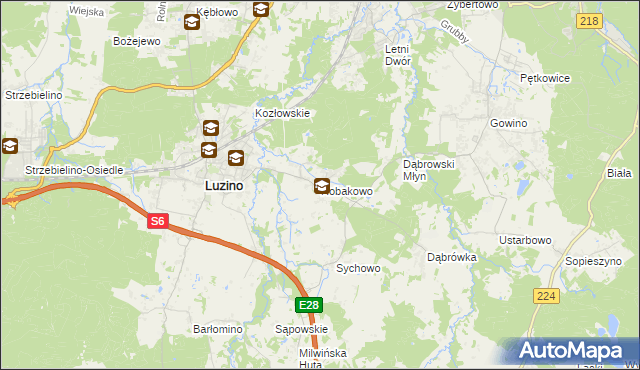 mapa Robakowo gmina Luzino, Robakowo gmina Luzino na mapie Targeo