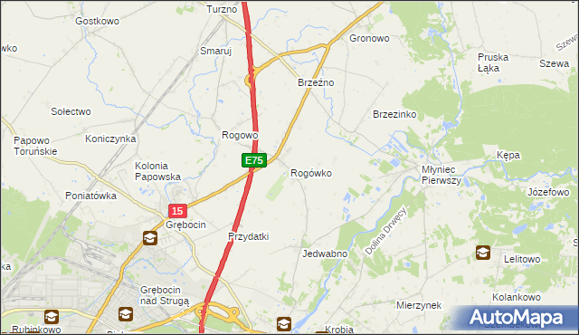 mapa Rogówko gmina Lubicz, Rogówko gmina Lubicz na mapie Targeo