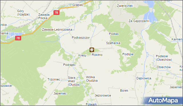 mapa Rokitno gmina Szczekociny, Rokitno gmina Szczekociny na mapie Targeo