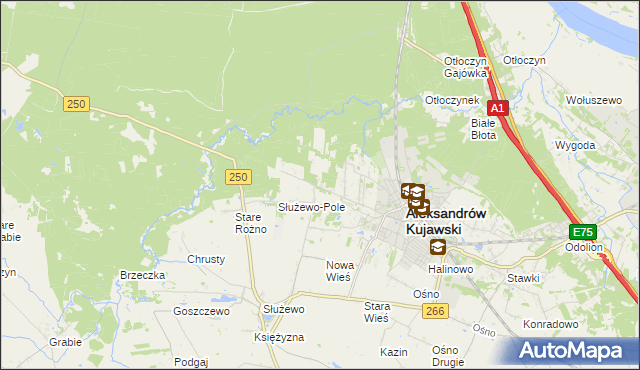 mapa Rożno-Parcele, Rożno-Parcele na mapie Targeo