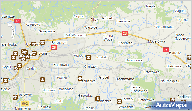 mapa Roztoki gmina Tarnowiec, Roztoki gmina Tarnowiec na mapie Targeo