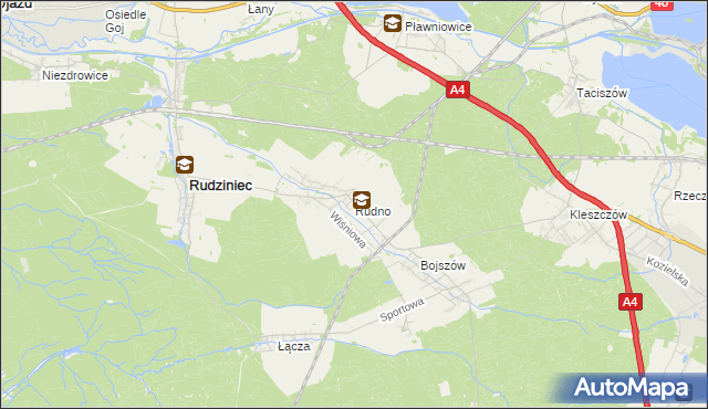 mapa Rudno gmina Rudziniec, Rudno gmina Rudziniec na mapie Targeo