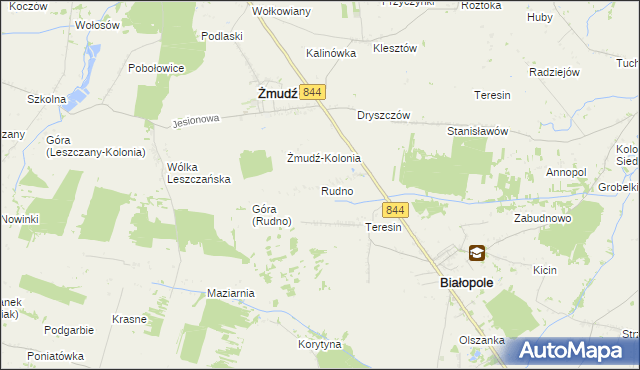 mapa Rudno gmina Żmudź, Rudno gmina Żmudź na mapie Targeo