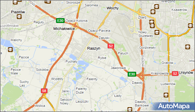 mapa Rybie gmina Raszyn, Rybie gmina Raszyn na mapie Targeo