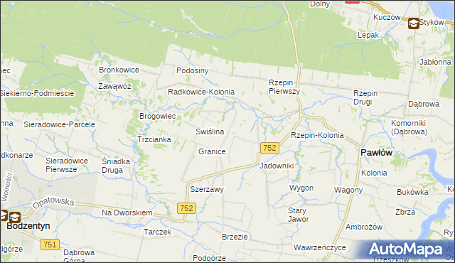 mapa Rzepinek gmina Pawłów, Rzepinek gmina Pawłów na mapie Targeo