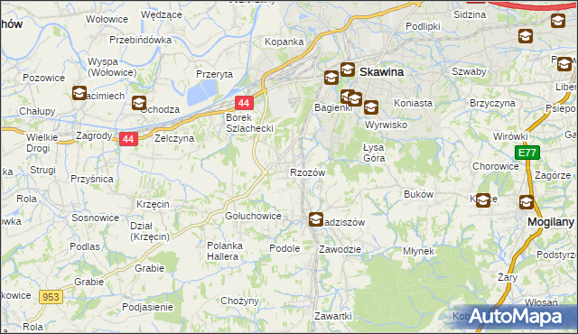 mapa Rzozów, Rzozów na mapie Targeo