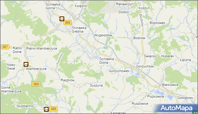 mapa Ścinawka Dolna, Ścinawka Dolna na mapie Targeo