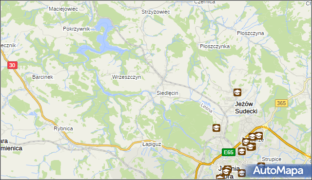 mapa Siedlęcin, Siedlęcin na mapie Targeo