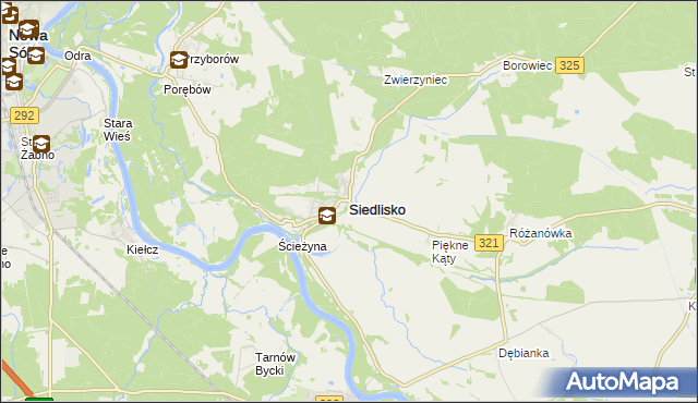 mapa Siedlisko powiat nowosolski, Siedlisko powiat nowosolski na mapie Targeo