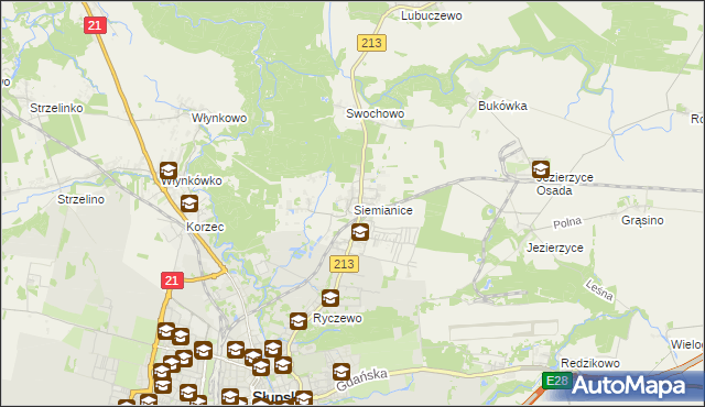 mapa Siemianice gmina Słupsk, Siemianice gmina Słupsk na mapie Targeo