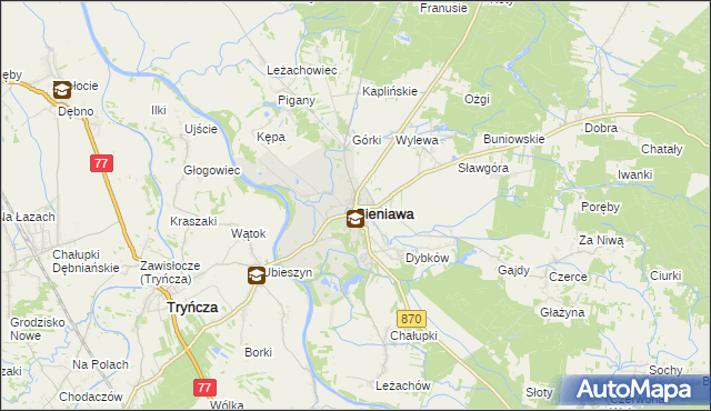 mapa Sieniawa powiat przeworski, Sieniawa powiat przeworski na mapie Targeo