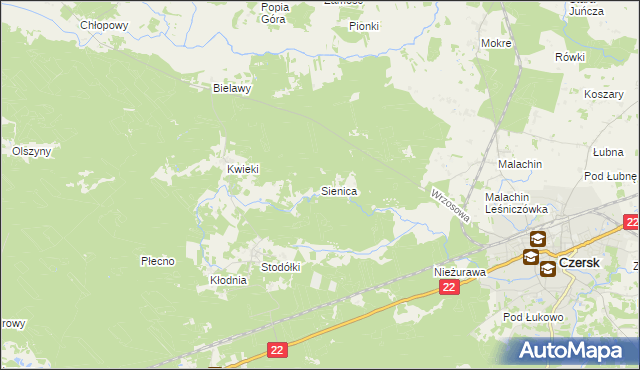 mapa Sienica gmina Czersk, Sienica gmina Czersk na mapie Targeo