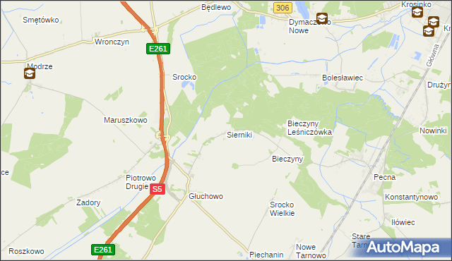 mapa Sierniki gmina Czempiń, Sierniki gmina Czempiń na mapie Targeo