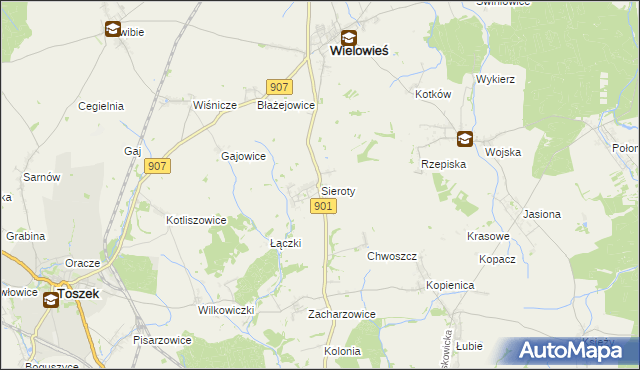 mapa Sieroty, Sieroty na mapie Targeo