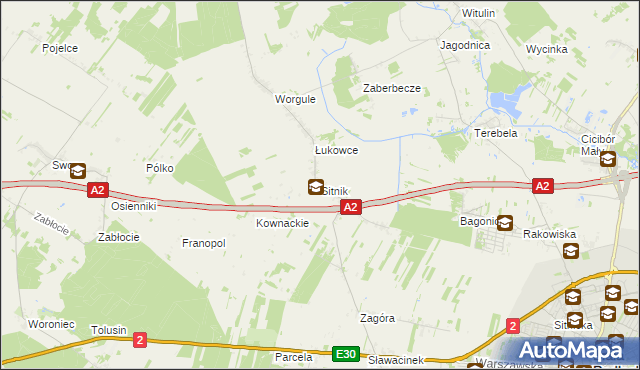 mapa Sitnik gmina Biała Podlaska, Sitnik gmina Biała Podlaska na mapie Targeo