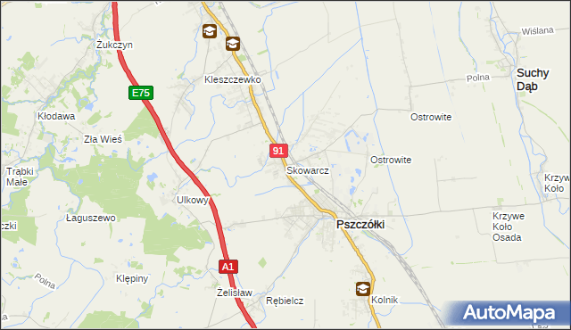 mapa Skowarcz, Skowarcz na mapie Targeo