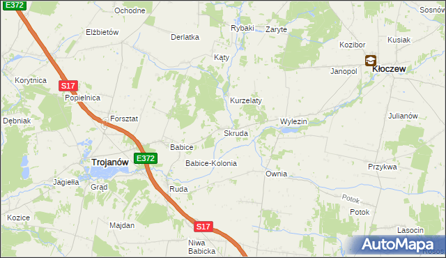mapa Skruda gmina Trojanów, Skruda gmina Trojanów na mapie Targeo